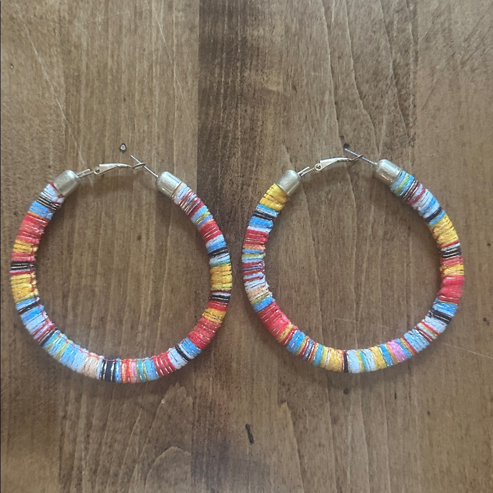 Colorful Fabric Hoop Earrings